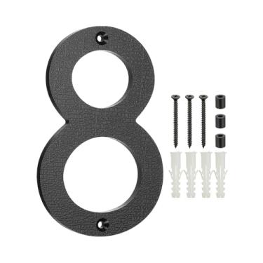Imagem de PATIKIL Números de casa de 15 cm para o exterior, número 8 ABS textura de plástico flutuante número de casa moderna caixa de correio números de porta com kit de unhas para rua residencial ao ar livre