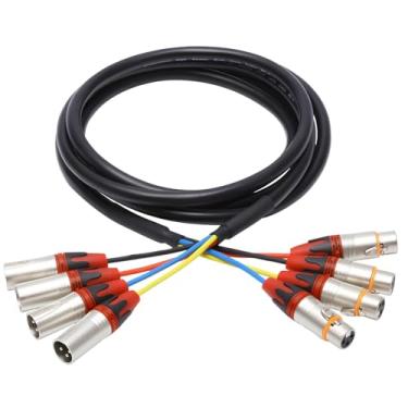 Imagem de Cabo de áudio Xlr Snake de 3 m com 4 canais, conectores Xlr macho e fêmea para equipamento de som, ideal para DJ e iluminação de palco