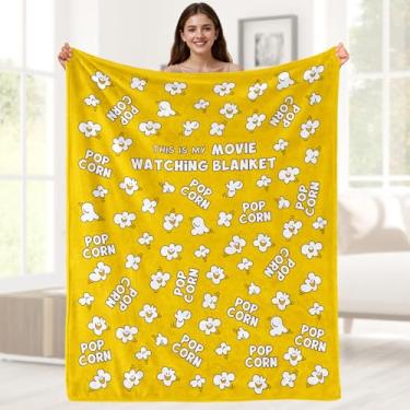 Imagem de Aimego Cobertor de pipoca, presentes para amantes de pipocas, filme, para mulheres, meninas, fofas, pipocas, padrão de lanche, tema de filme, cobertor para família, cinema, sala de teatro, sofá