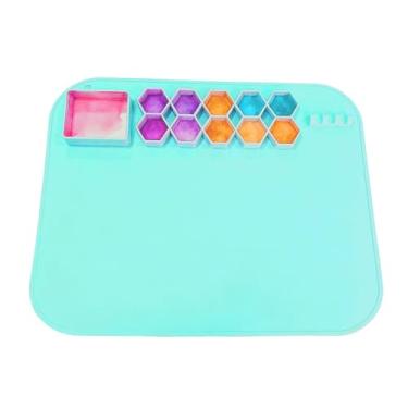 Imagem de Rrlihjgu Tapete De Pintura Em Silicone | Estação de Pintura Infantil de Silicone com Copo | Paleta De Tinta Antiaderente Para Massa | Ferramenta Para Resina E Jóias Em Mesa