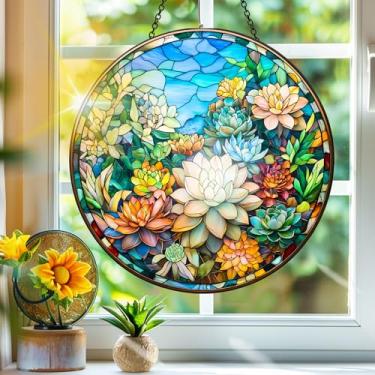 Imagem de Acrílico colorido, apanhador de sol, decoração de janela para pendurar plantas, arco-íris, arte de parede, para sala de estar, quarto, varanda, interior, exterior, jardim, decoração, 19 x 19 cm, 52