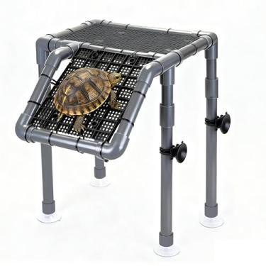 Imagem de Battbeyle Plataforma de aquecimento de tartaruga, área de descanso aquática de 27,4 cm de largura, rampa DIY com tubos de PVC e ventosas EggCrate, acessórios de tanque de tartaruga para aquários de 20