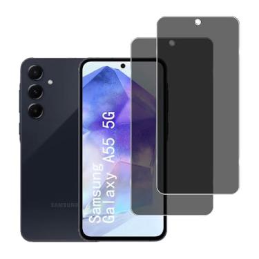 Imagem de YIFNTANG [Pacote com 2 protetores de tela de privacidade de vidro temperado para Samsung Galaxy A55 5G/A35 5G, antiimpressões digitais, dureza 9H, antiespião, antiespião, compatível com Samsung Galaxy