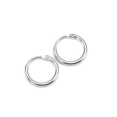 Imagem de Brinco Feminino com Prata Click Fino Redondo Liso Par de Argolas Pequenas Modernas Minimalistas Confortáveis e Elegantes