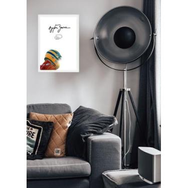 Imagem de Quadro Ayrton Senna Emoção com Vidro e Moldura Branca Tam:A4 - Spark L