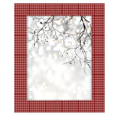 Imagem de Porta-retrato 28 x 35 cm vermelho e branco pequeno xadrez feito de madeira maciça 28 x 35 cm, moldura para exibição de mesa e montagem na parede, para decoração de casa e ideias de presentes para a