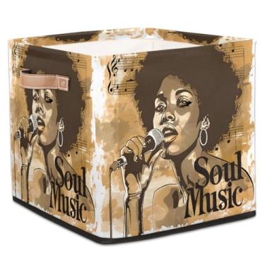 Imagem de hongjinglin Cestos dobráveis de armazenamento de cubos para mulheres africanas, retrô, caixas dobráveis para crianças, brinquedo com alças, organizador de tecido, cesto organizador para berçário, sala