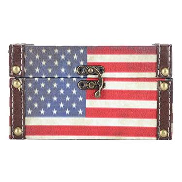 Imagem de Caixa de armazenamento de joias Baú de tesouro de madeira vintage Organizador antigo Estojo de bugigangas para chaves de joias Decoração de pequenos objetos Loja de quarto de casa