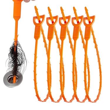 Imagem de Ferramenta de remoção de entupimento de drenagem de pelos de cobra, escova de limpeza flexível de cachimbo e banheira de 63 cm com alça de aderência, apanhador de cabelo para banheiro, cozinha