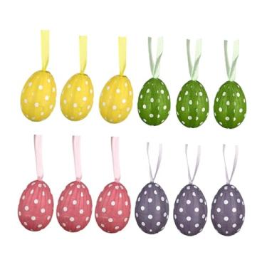 Imagem de Baoblaze 12 Enfeites de Páscoa em Formato de Ovo para Pendurar - Decoração de Páscoa - Pingentes Decorativos para Jardim, Pontos