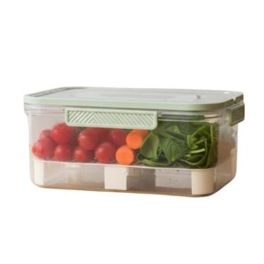 Imagem de Caixa Organizadora com Escorredor, Plástico Transparente, 23,5 x 11 x 15 cm, para Armazenamento de Alimentos e Legumes