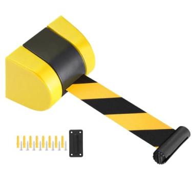 Imagem de HGTRH Cinto de barreira de fila de montagem na parede, barreira de cinto retrátil com design de fivela de trama simples de plástico de engenharia ABS H 4 furos 2M