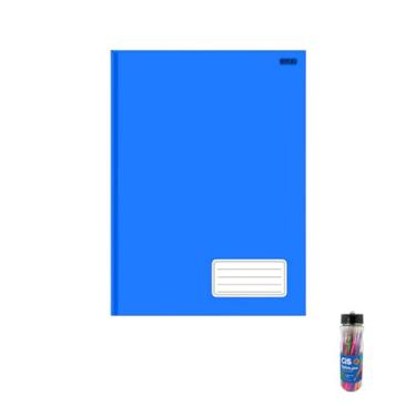 Imagem de Kit Caderno Brochurão 1 Matéria Capa Dura 96 Folhas + Caneta Esferográfica Sortida 0.7mm