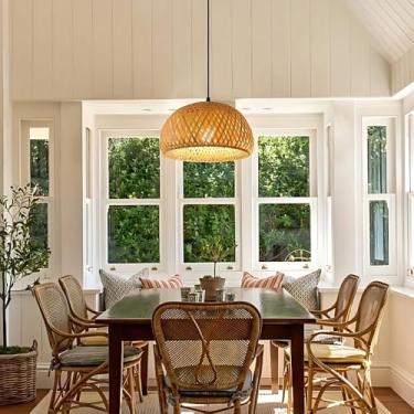 Imagem de Pendente Luminária Bambu Malibu Mini 35cm Fiação Preta ou Madeira c/Lâmpada Comum (Laranja, Fiação preta)