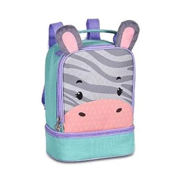 Imagem de Lancheira Térmica Infantil Escolar de Costas Zebra, Poliéster, 19x11x23cm, Revestimento Térmico, Compartimento Separado