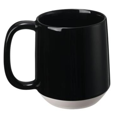Imagem de Miicol Caneca de café de cerâmica, xícara de café grande de 473 ml, caneca de chá com alça, caneca de fundo plano para homens, mulheres, escritório, microondas e lava-louças, multicolorido, preto