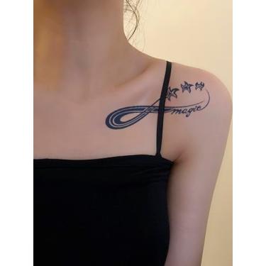 Imagem de Tatuagens minimalistas semi permanentes de suco de ervas, palavras inspiradoras, símbolo do infinito, adesivo de tatuagem padrão de símbolo do infinito, presente de festa todos os dias, ombro, pescoço