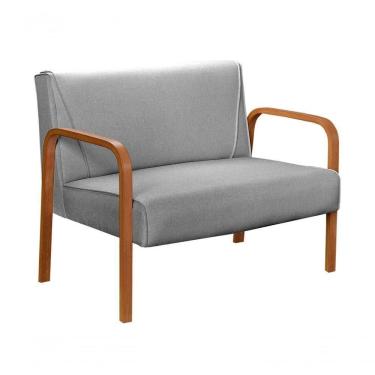 Imagem de Poltrona Namoradeira Anita Decorativa Braço Madeira Moderna Linho Cinza 320