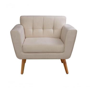 Imagem de Poltrona Decorativa Bruna Living Sala Quarto Recepção - Veludo Capuccino 250