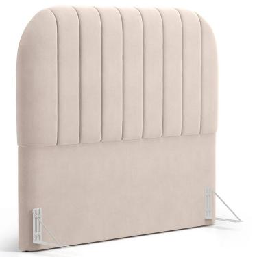 Imagem de Cabeceira Cama Box Queen Estofada Orgânica 160cm Alice W01 Suede Bege - Lyam Decor