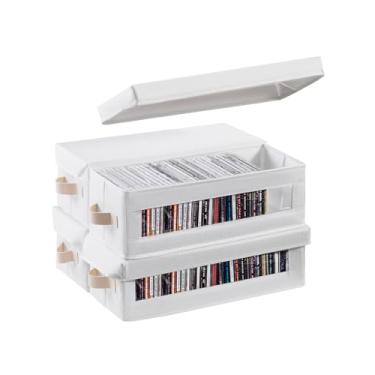 Imagem de Coorganisers 4 pacotes de caixas de armazenamento de CD, recipiente de armazenamento de CD comporta 30 CDs em estojos inteiros de joias - branco
