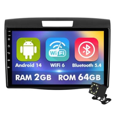 Imagem de Tela sensível ao toque IPS de 9 polegadas Android 14 estéreo para carro para Honda CR-V 2012-2016 com CarPlay sem fio e Android Auto 2 + rádio de carro de 64 GB, suporte GPS, WiFi 6, Bluetooth, 5.4