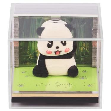 Imagem de ZJMCAJY Calendário Time Piece, bloco de notas 3D 2024 com luzes de LED, calendário de mesa 3D criativo, notas de postagem de calendário de arte 3D, decoração de mesa de arte faça você mesmo (Panda A)
