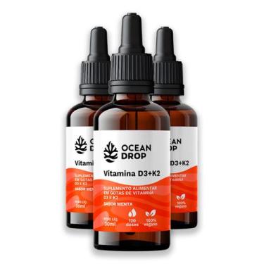 Imagem de Kit 3 Vitamina D3 K2 30ml Ocean Drop Sabor Menta