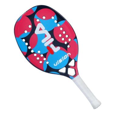 Imagem de Raquete de Beach Tennis Fila Vision Glass + Carbon Rosa e Azul-Unissex
