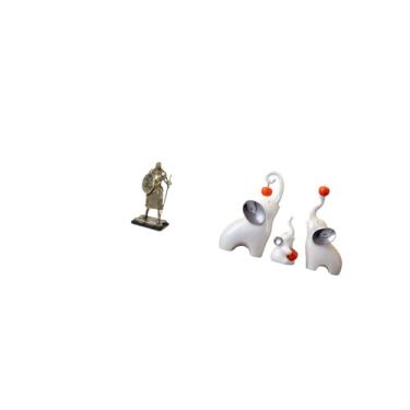 Imagem de Fenteer Conjunto de Esculturas de Cavaleiro Europeu E Família de Elefantes, Ornamento Criativo para Mesa, Figuras Decorativas para de Entrada, Sala de Es