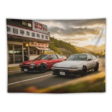 Imagem de HouLaiZhe Tapeçaria de carro Jdm 86 e Ae86 Corrida legal esportes pendurar na parede quarto decoração de casa tapeçarias estética piquenique decoração de parede arte de parede para dormitório sala de