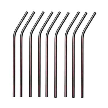 Imagem de Kit 50 canudos de inox curvos 6mm com 21,5cm - CAN.U.DO, Preto