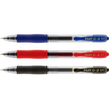 Imagem de Kit Caneta Pilot Rollerball Gel G-2 - 0.7 Preta Azul e Vermelha