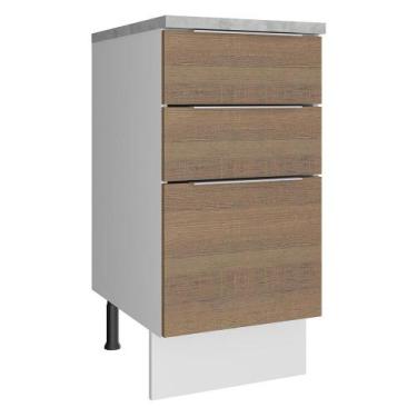 Imagem de Balcão Madesa Stella 40 cm 3 Gavetas - Branco/Rustic, Branco/Rustic