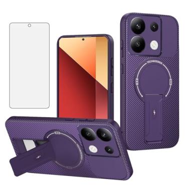 Imagem de Asuwish Capa de celular para Xiaomi Redmi Note 13 Pro 5G/Poco X6 Capa magnética de fibra de carbono com protetor de tela de vidro temperado e suporte protetor de celular fino macio acessórios 13Pro 6X