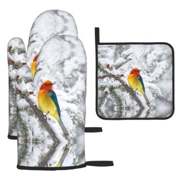 Imagem de Conjunto de cozinha essencial de bétula com 3 peças, luvas e aderência para tampa, proteção para churrasco no forno, design de armazenamento suspenso.