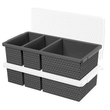 Imagem de Bandejas de cubos de gelo com padrão de diamante, conjunto de 1 + 2 peças (2 bandejas) (cinza)