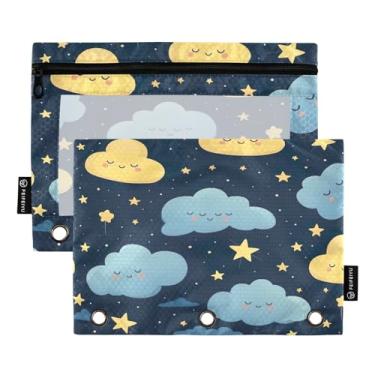 Imagem de Wassud Pastas de fichário com 3 furos, pastas de bolso com desenho animado em nuvem, organizador de pasta de arquivo para escritório em casa, pacote com 2