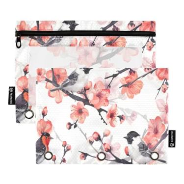 Imagem de CEBUGI 3 bolsas de lápis com zíper e janela transparente, 2 pacotes de estojo para exames de sala de aula (flor de cervo)