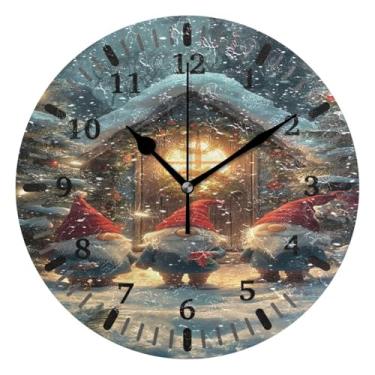 Imagem de CEBUGI Relógio de parede com três gnomos, operado por bateria, relógios de parede silenciosos sem tique-taque para cozinha, banheiro, quarto, escritório, decoração 25,4 cm