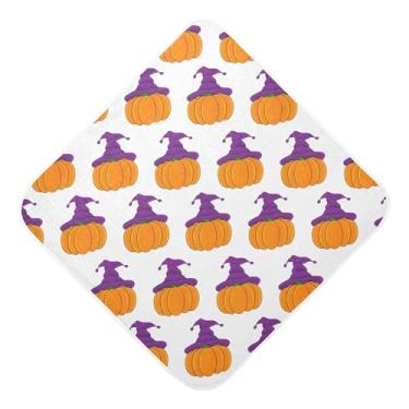 Imagem de Burbuja Abóboras laranja com chapéus, toalha de banho para bebê - Toalha com capuz de musselina macia e absorvente para recém-nascidos, 89 x 89 cm