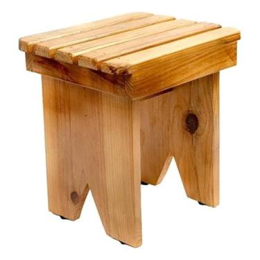 Imagem de Banco Rustico Banquinho De Madeira Pinus banquinho Pequeno banqueta de madeira Assento Extra Portátil, Design Acolhedor e Natural