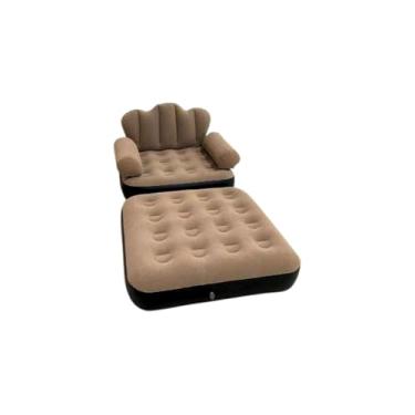 Imagem de Poltrona e Sofá Cama Inflável, PVC Flocado, Cinza e Azul, 92x95x90cm, Suporta até 100kg, com Bomba