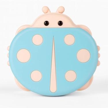 Imagem de Banquinho Infantil Joaninha, Plástico Resistente, 24cm Altura x 30cm Diâmetro, Cores Sortidas Azul Rosa Verde, 516g