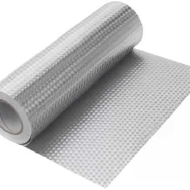 Imagem de Forro Adesivo Multiuso Anti Gordura e Bactérias, Padrão Carbono Prateado, Revestimento Protetor Autoadesivo