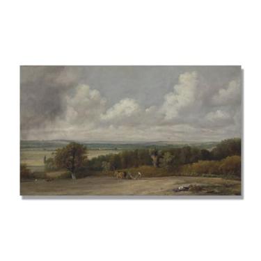 Imagem de NHLDZYH Impressão em tela estilo John Constable, (Cena de agricultura), painel de tela de paisagem romântica, decoração de parede com tema de natureza para quarto ou escritório. 70 x 119 cm. Somente