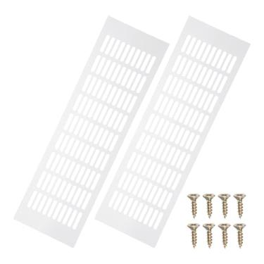 Imagem de PATIKIL 2 peças de tampa de ventilação de porta de 50 x 15 cm, capa de ventilação de grade de alumínio com parafusos de montagem para porta de teto de armário de guarda-roupa, branco