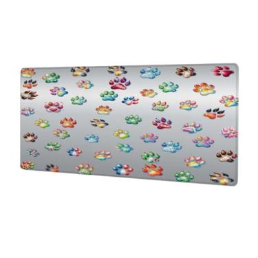 Imagem de Tapete de mouse grande e cinza para cachorro à prova d'água estendido para computador tapete protetor de mesa antiderrapante base de borracha para escritório, computador, teclado, laptop e mesa de