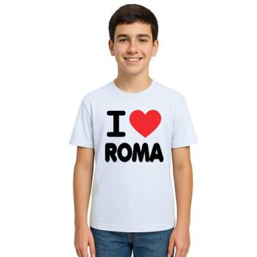 Imagem de Camiseta Eu Amo Roma I Love Estampa Personalizada - UseP4, Branco, Juv