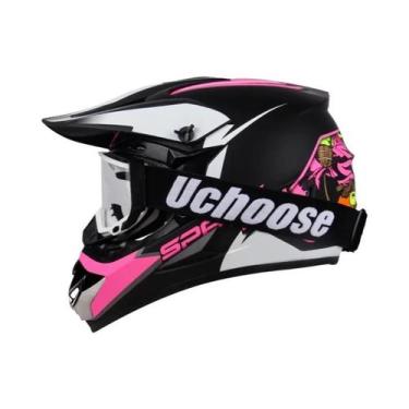 Imagem de Capacete De Motocicleta Feminino Adulto Certificado DOT Kask Cross Dow